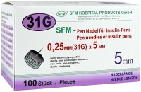 Иглы для инсулиновых шприц ручек SFM 31G (0.25 х 5 мм) 100 штук