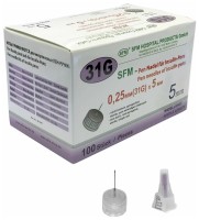 Иглы для инсулиновых шприц ручек SFM 31G (0.25 х 5 мм) 100 штук