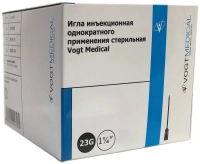 Игла инъекционная 23G 1 х 1/4 (0,6 х 30 мм) Vogt Medical 100 штук