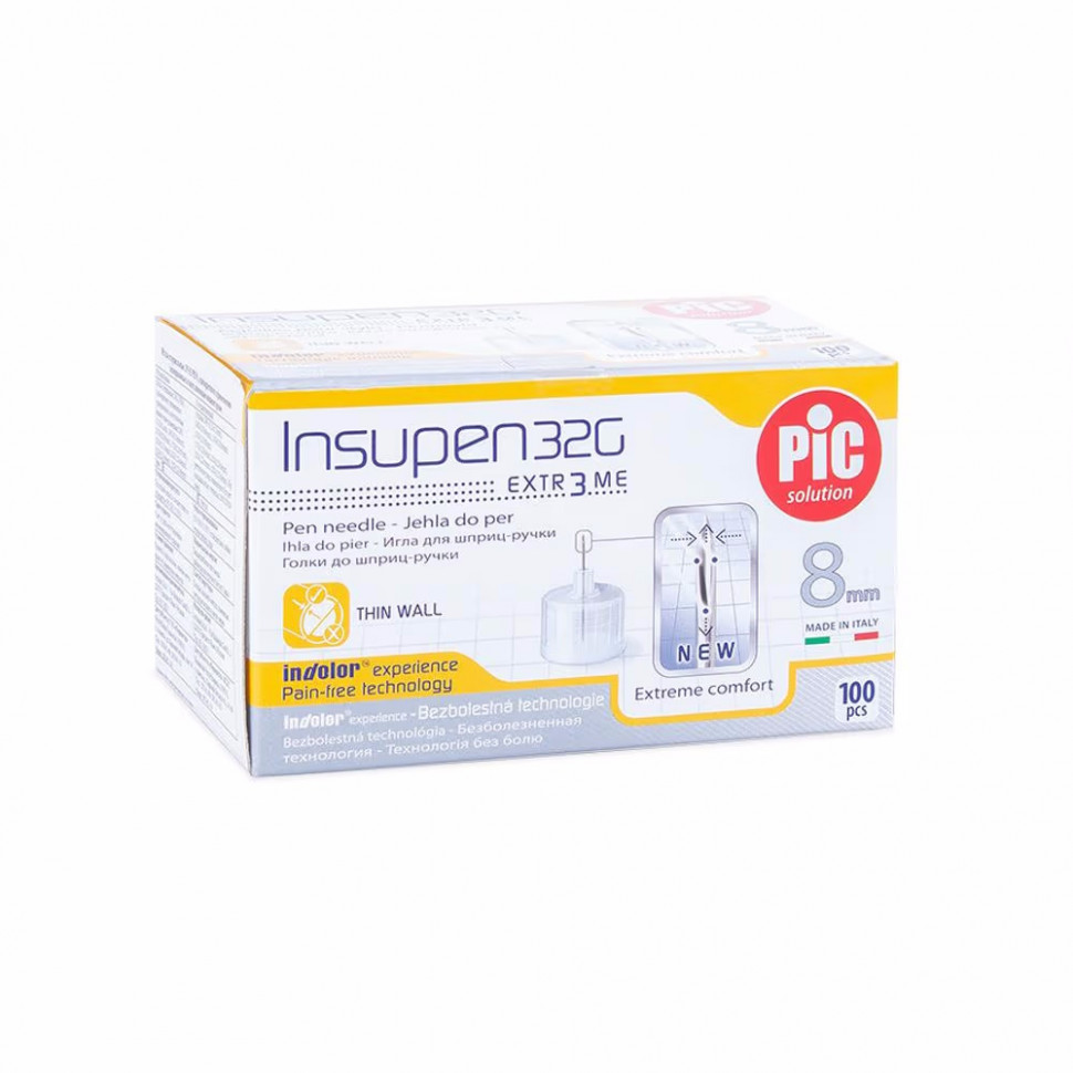 Иглы для инсулиновых шприц ручек INSUPEN 32G (0.23 x 8 мм) 100 штук