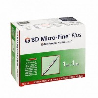 Инсулиновый шприц 1 мл U40 с интегрированной иглой BD Micro-Fine Plus 29G 0,33 x 12,7 мм, Becton Dickinson, 100 штук