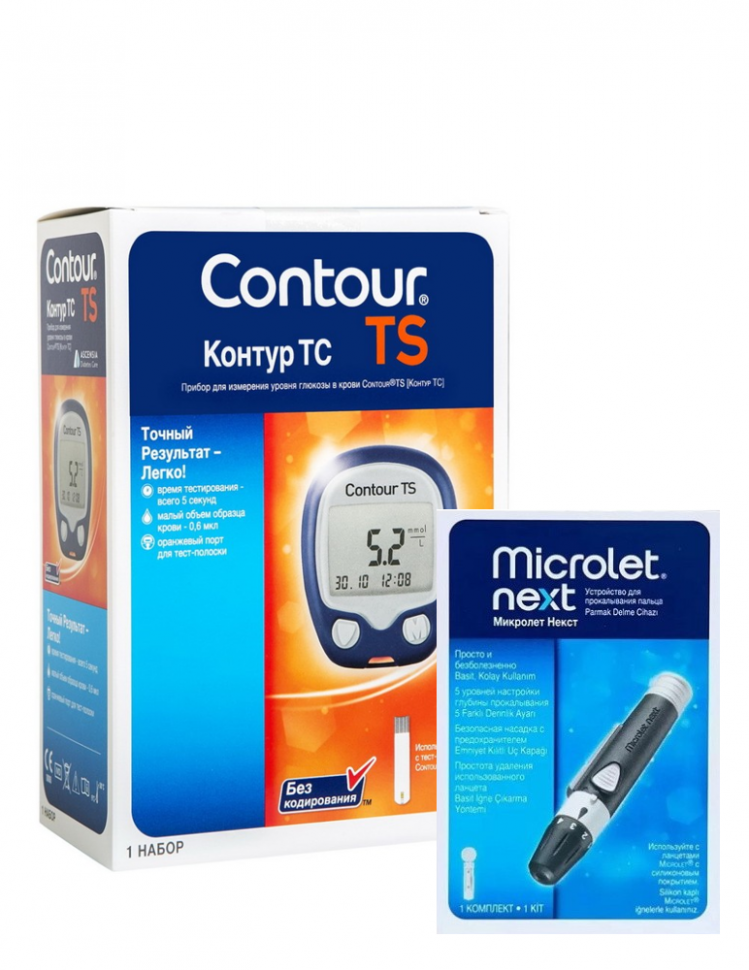 Глюкометр Контур ТС (Contour TS) + прокалыватель Microlet Next (Микролет Некст) 