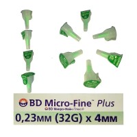 Иглы для инсулиновых шприц-ручек BD Micro-Fine Plus 32G (0,23 х 4 мм) 20 штук