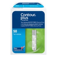 Тест-полоски Контур Плюс 50 штук для глюкометра Contour Plus