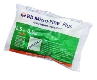 Инсулиновый шприц 0,5 мл с интегрированной иглой U100 BD Micro-Fine Plus 30G 0,3 x 8 мм, Becton Dickinson, 10 штук