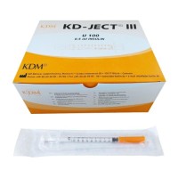 Инсулиновый шприц U100 0,5 мл с интегрированной иглой 30G 0,30 x 8 мм, KD JECT, Германия, 100 штук
