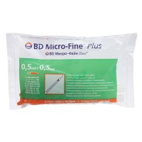 Инсулиновый шприц 0,5 мл U100 с интегрированной иглой BD Micro-Fine Plus 29G 0,33 x 12,7 мм, Becton Dickinson, 100 штук