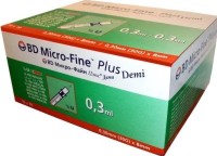Инсулиновый шприц 0.3 мл с интегрированной иглой U100 BD Micro-Fine Plus DEMI 30G 0,3 x 8 мм, Becton Dickinson, 100 штук