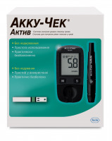 Глюкометр Акку-Чек Актив (Accu-Chek Active) с ручкой для прокалывания + 10 тест полосок + 10 ланцетов + чехол