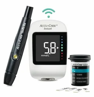 Глюкометр Акку-Чек Инстант (Accu-Chek Instant) с ручкой для прокалывания + 10 тест полосок + 10 ланцетов + чехол